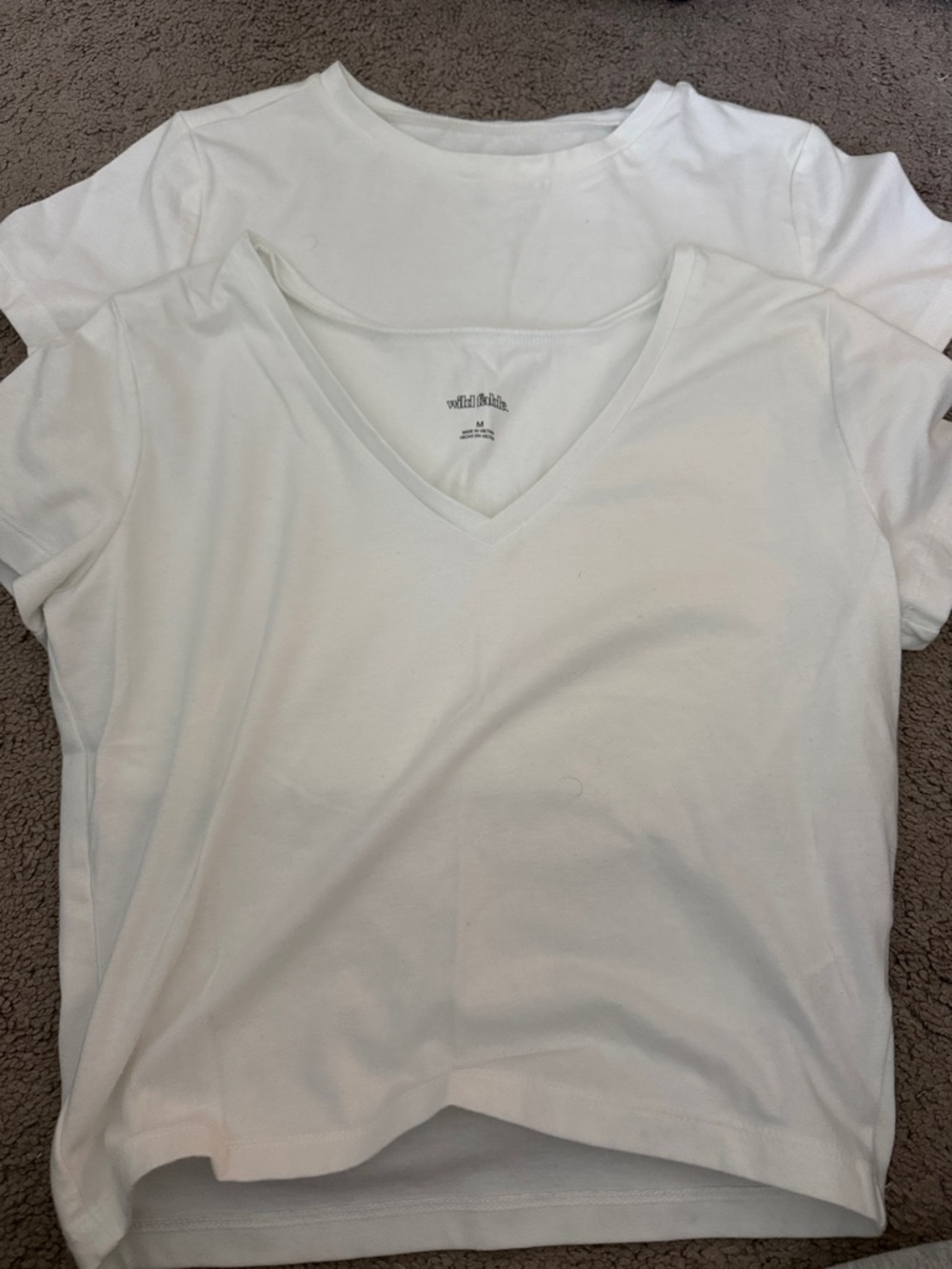 Women’s White V-Neck & Crew Neck Cropped Tee Set